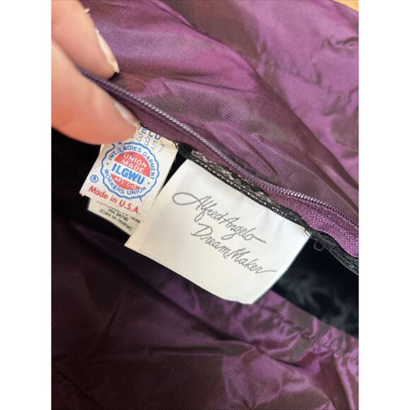 90s Goth Prairie Prom Dress Sz 10 Alfred Angelo Metallic Party Purple Vampire - Picture 7 of 12